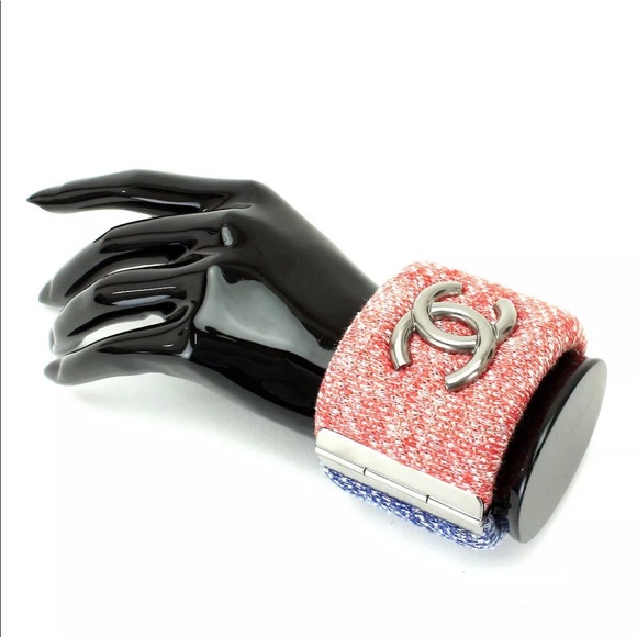 Authentic Chanel Bangle Tweed Red & Blue - Picture 3 of 8